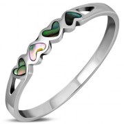 Hearts Abalone Sea Shell Silver Ring, r485